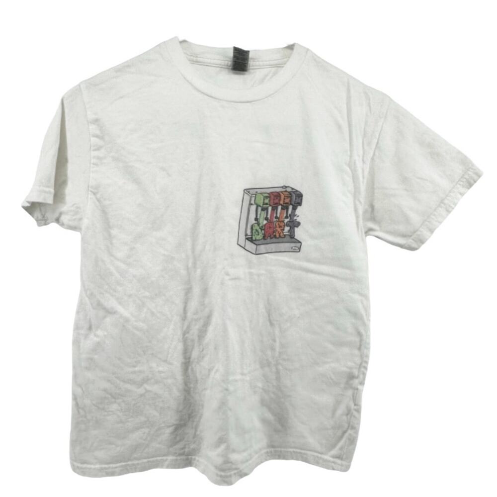 Gildan Dart Graphic Tee T Shirt Soda Machine Print 100% Cotton White Medium